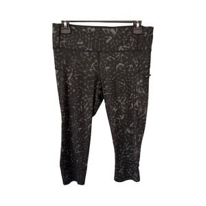 Lululemon Top Speed Crop Leggings Size 8 Star-Crushed Coal Black Geo Print
